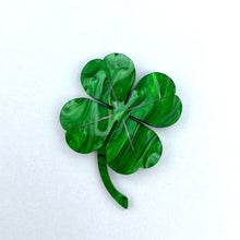 Load image into Gallery viewer, SECONDS Four Leaf Clover brooch - Green Marble
