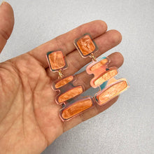 Load image into Gallery viewer, Abstract Step Earrings - Iridescent/Orange
