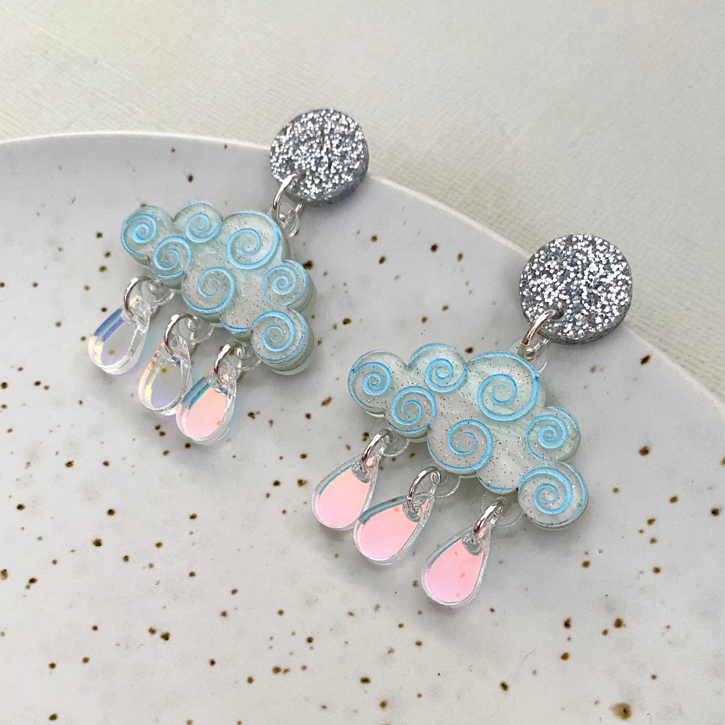 Rain Cloud Earrings - Light Blue