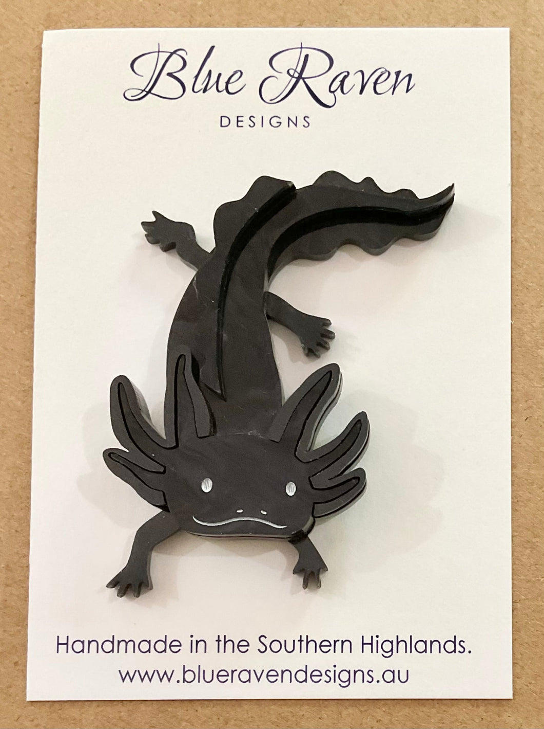 SAMPLE Alexa the Axolotl brooch (Melanin)