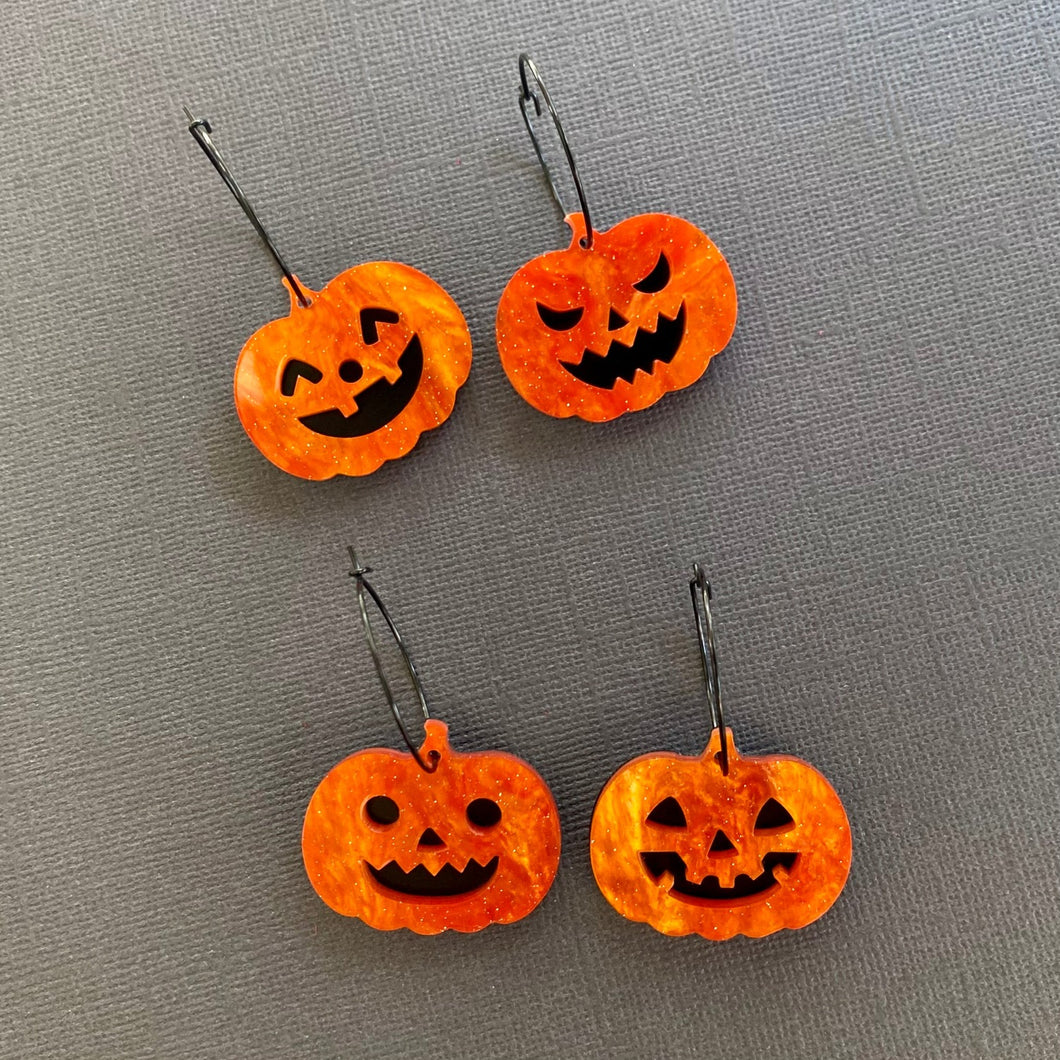Jack-O-Lantern hoop earrings