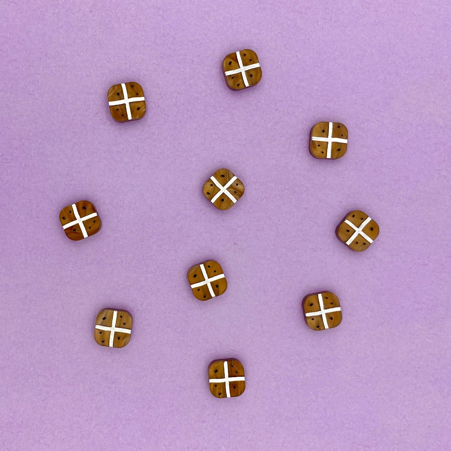 Hot Cross Bun Stud Earrings