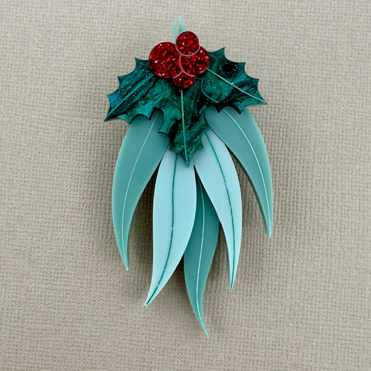 SECONDS Christmas Gum Leaves Brooch
