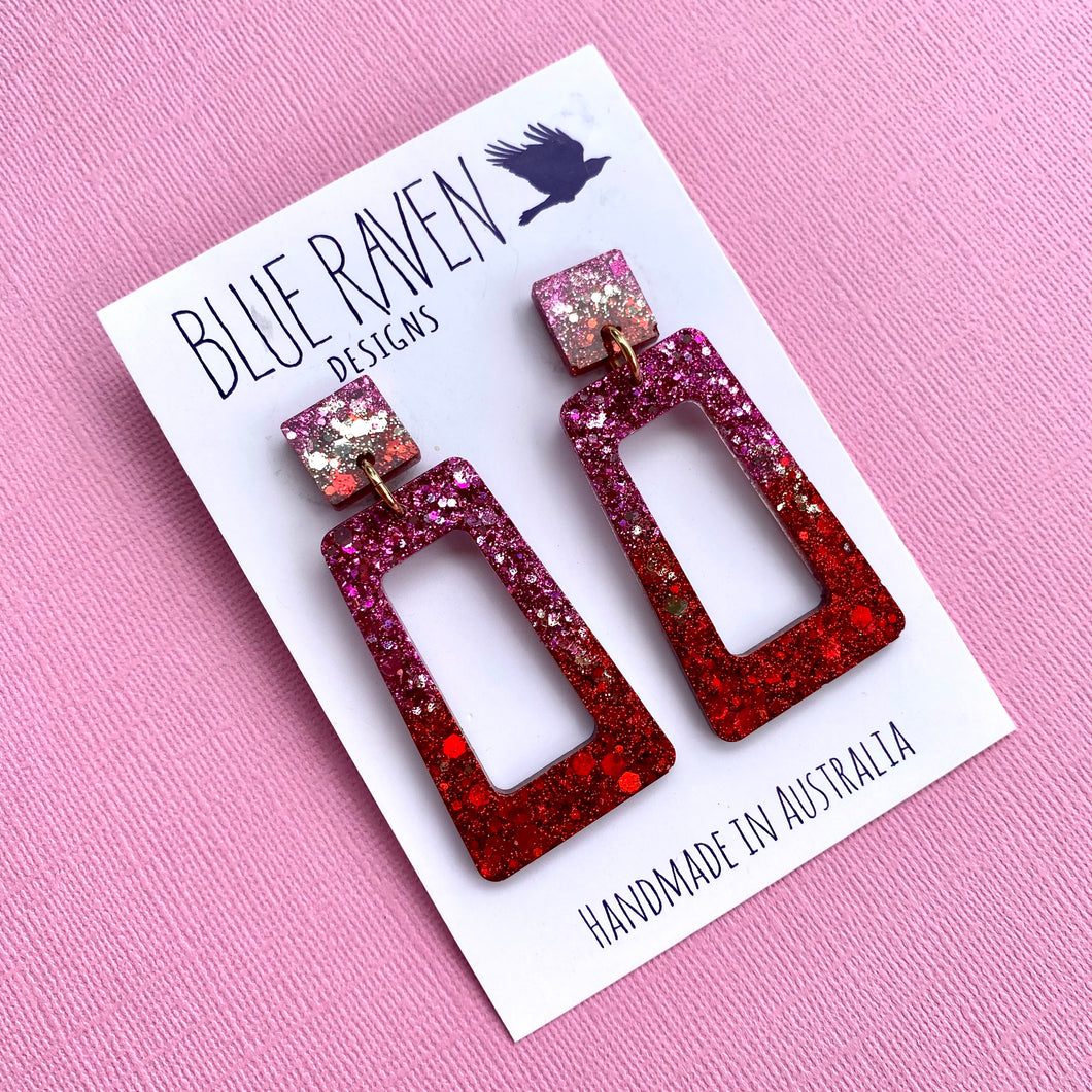 Resin Earrings - Pink/Red (A)