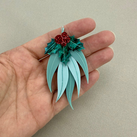 SECONDS Christmas Gum Leaves Brooch