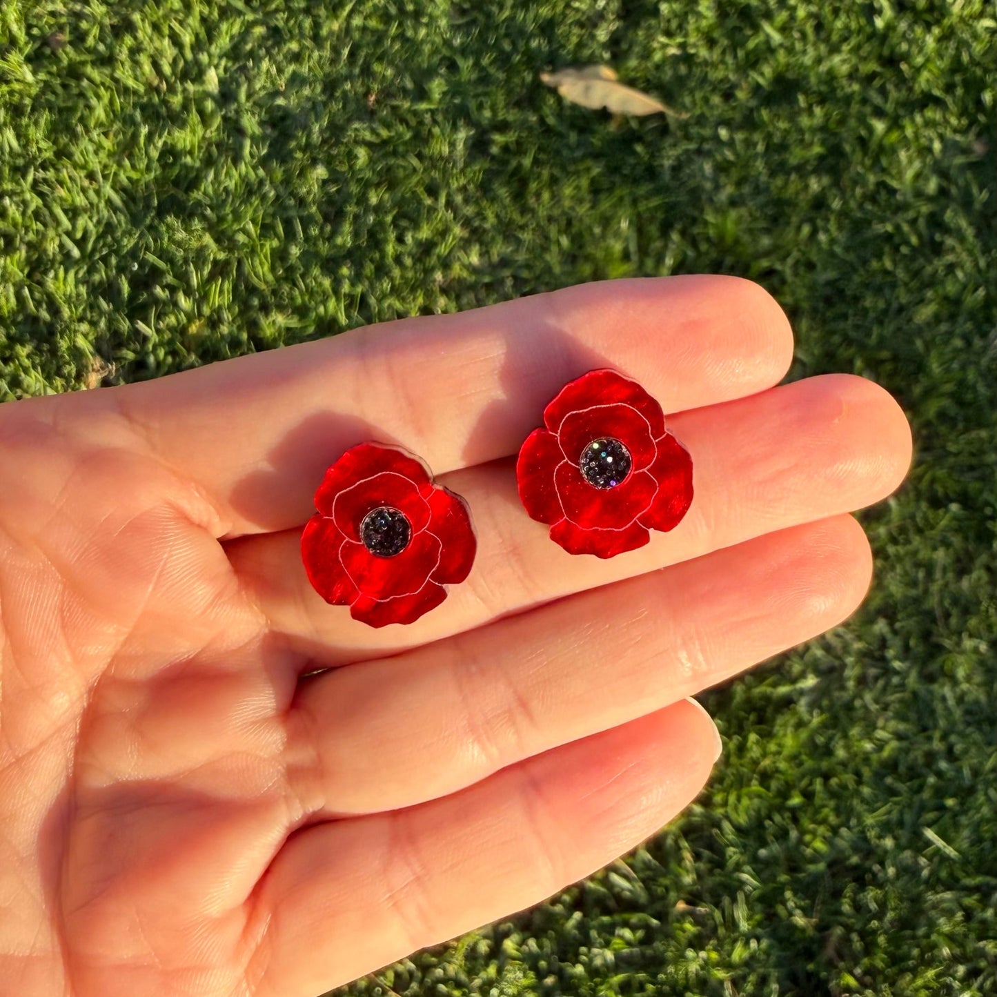 Poppy Flower Stud Earrings