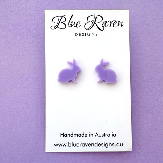 Bunny Rabbit Stud Earrings - Light Purple