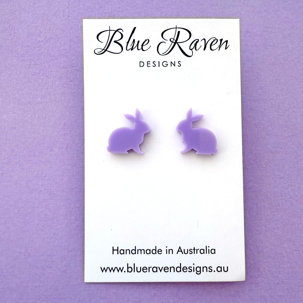 Bunny Rabbit Stud Earrings - Light Purple
