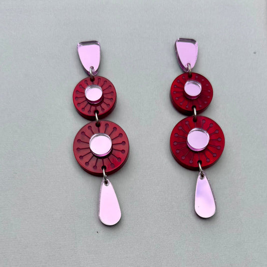 Sunburst Earrings - Red