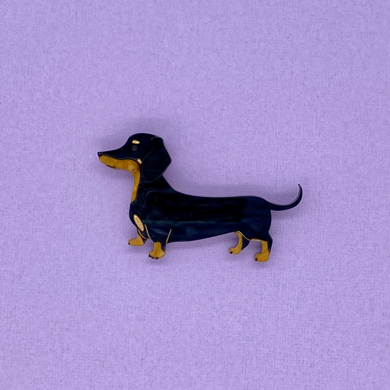 Dennis the Black and Tan Dachshund Brooch