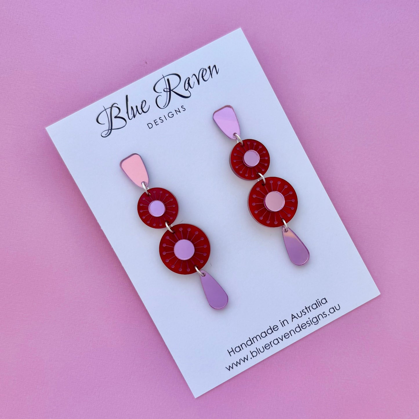 Sunburst Earrings - Red