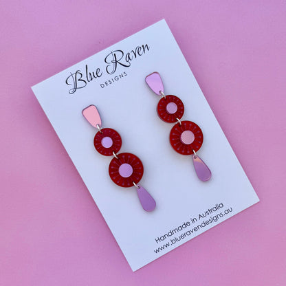 Sunburst Earrings - Red