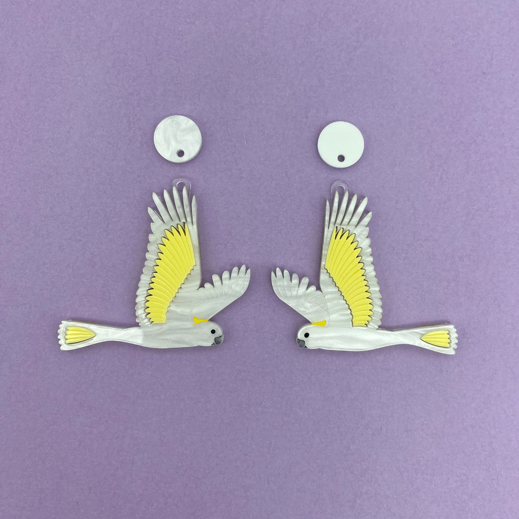 Sulphur Crested White Cockatoo earrings