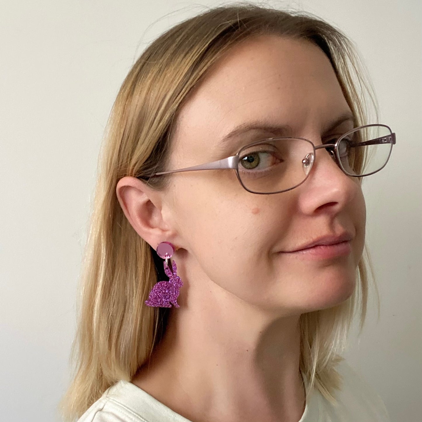 Bunny Glitter Earrings - Orange