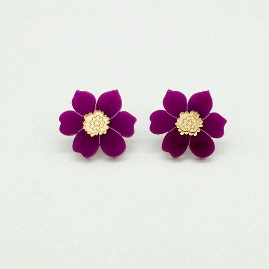 Cherry Blossom Stud Earrings - Fuchsia