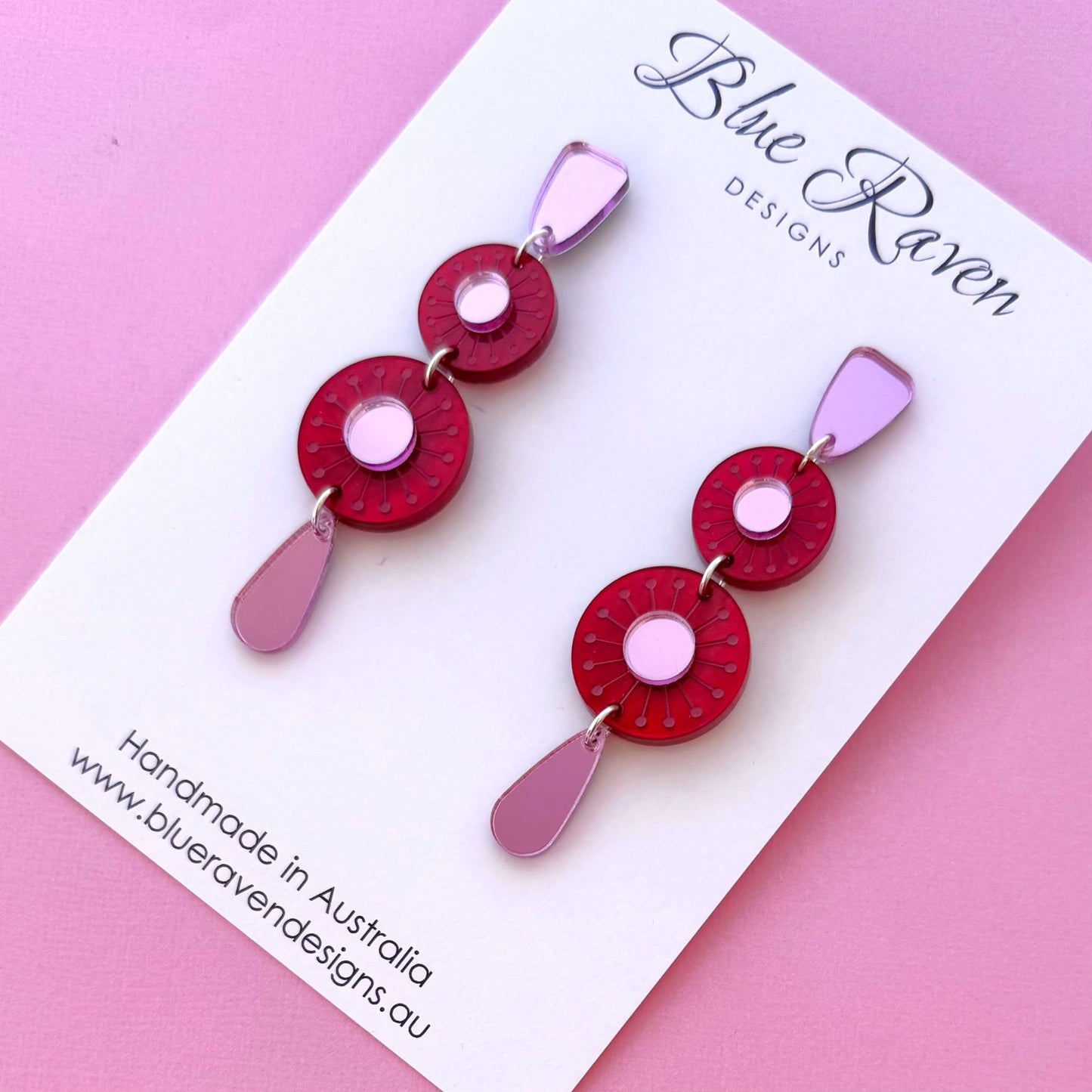 Sunburst Earrings - Red