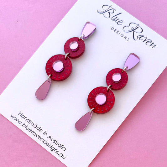 Sunburst Earrings - Red