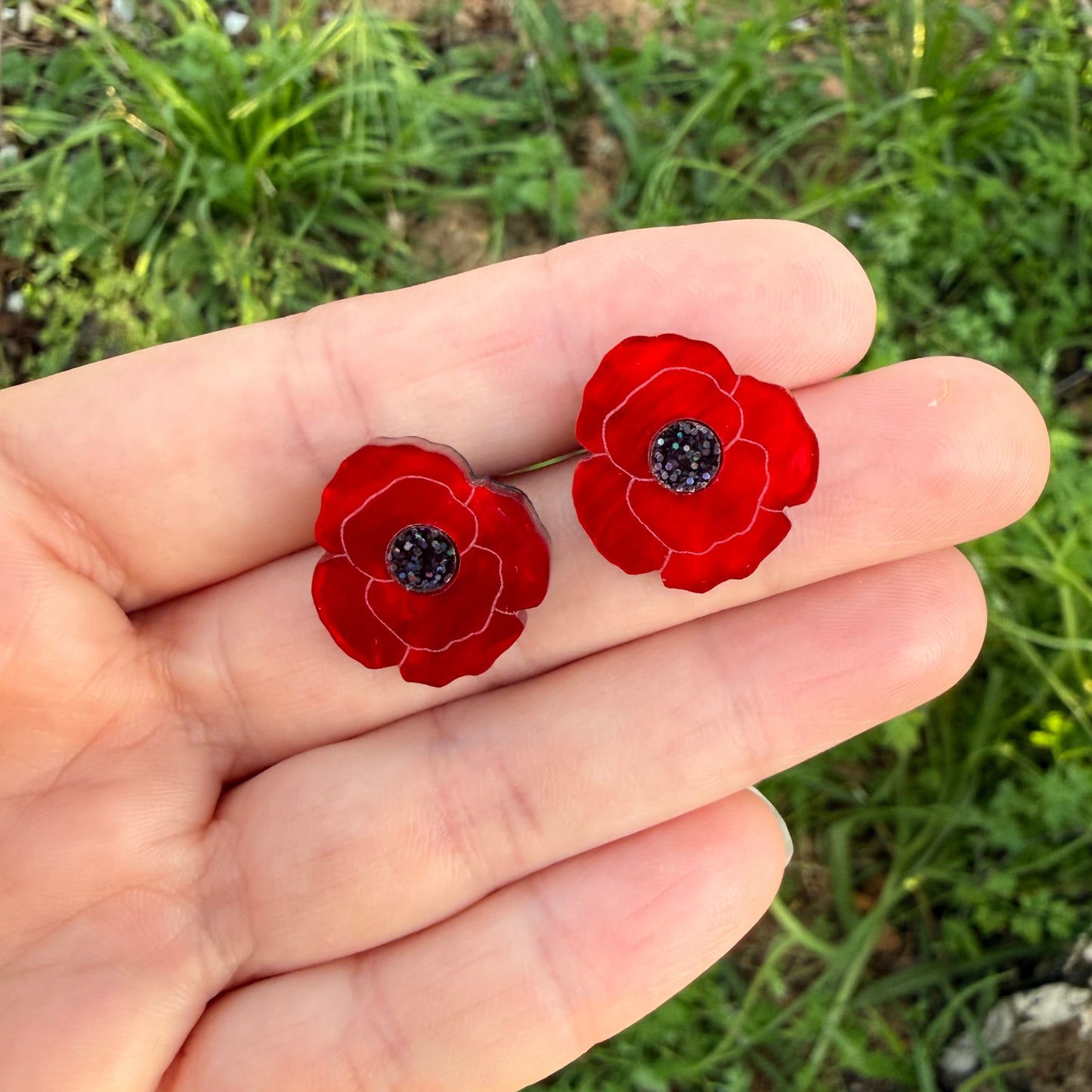 Poppy Flower Stud Earrings