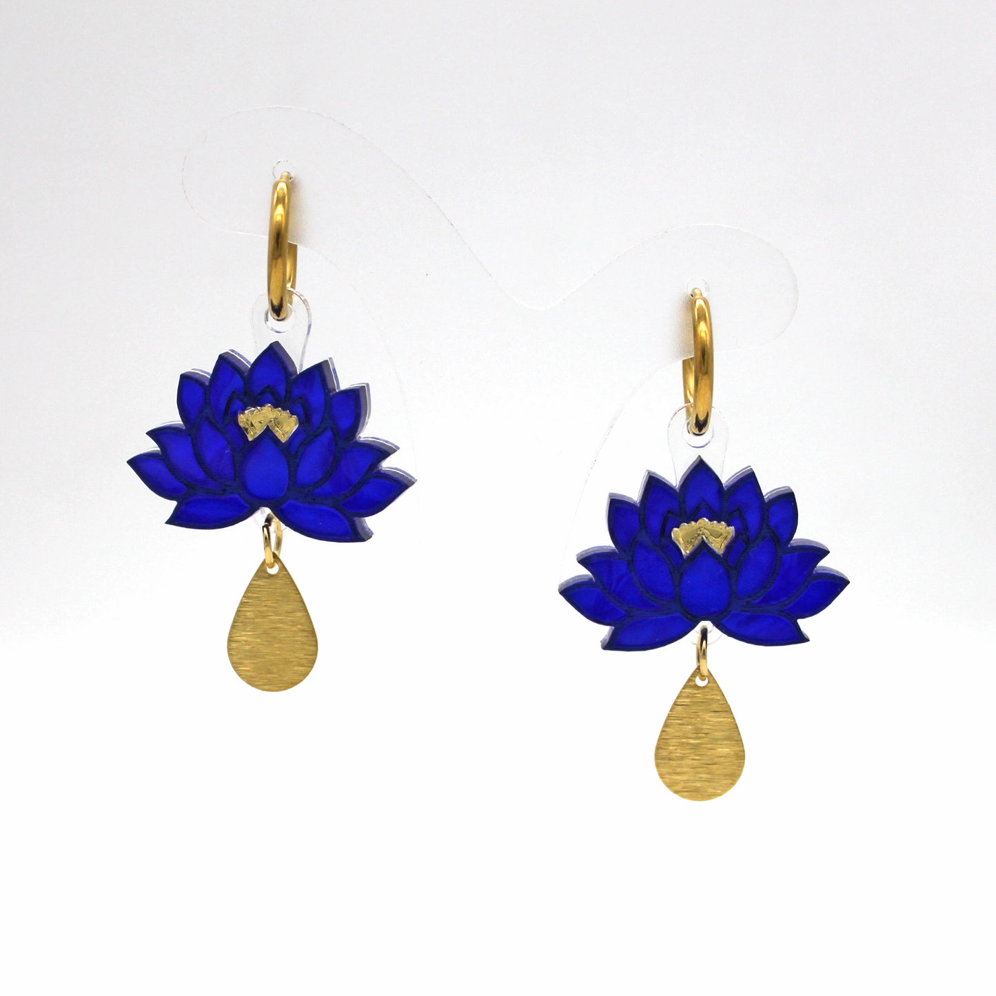 Preorder Blue Lotus Earrings - Dark