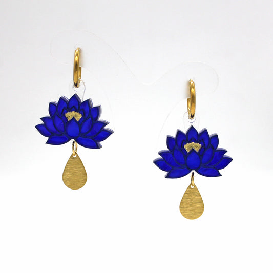 Preorder Blue Lotus Earrings - Dark