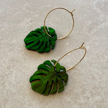 Load image into Gallery viewer, Monstera Leaf Hoop Earrings - Small
