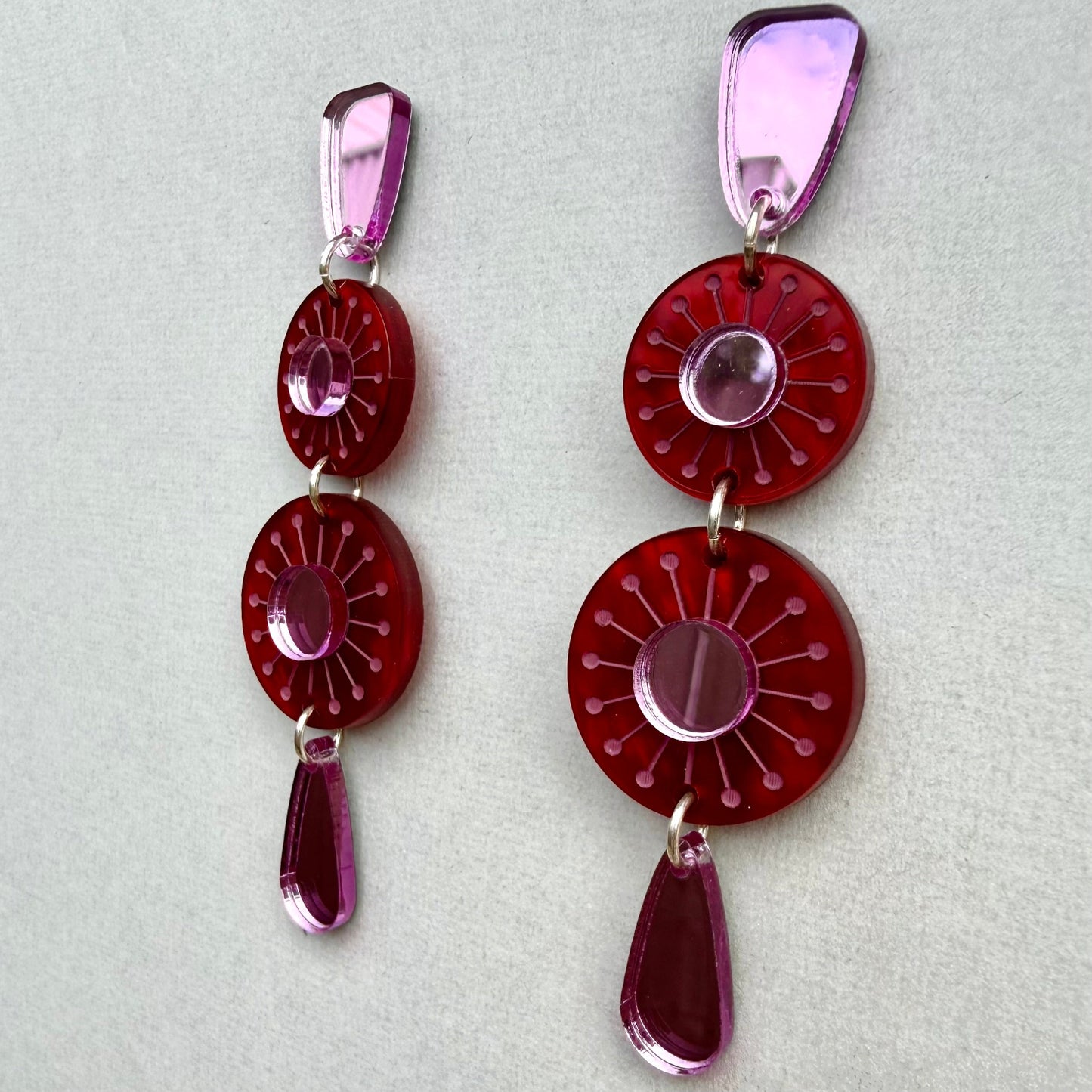 Sunburst Earrings - Red