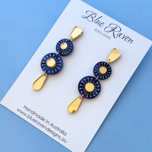 Sunburst Earrings - Ocean Blue