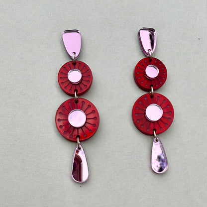 Sunburst Earrings - Red