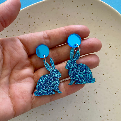 Bunny Glitter earrings - Blue