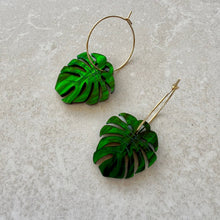 Load image into Gallery viewer, Monstera Leaf Hoop Earrings - Small
