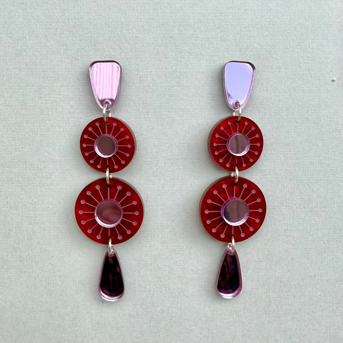 Sunburst Earrings - Red
