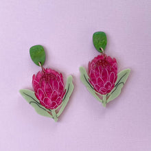 Load image into Gallery viewer, Pink Protea earrings
