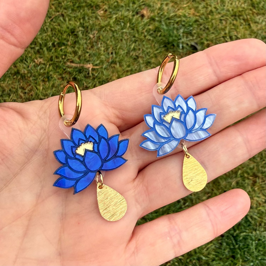Preorder Blue Lotus Earrings - Light