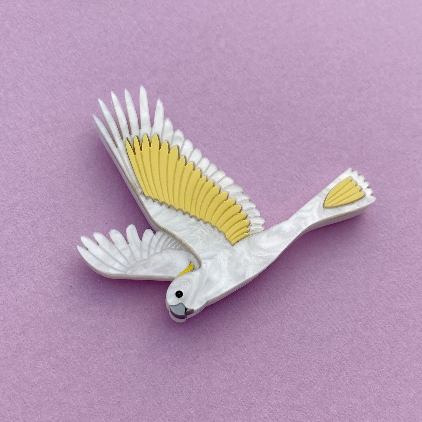 Sulphur Crested White Cockatoo brooch