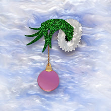Load image into Gallery viewer, Preorder The Grinch Bauble Brooch - Glitter
