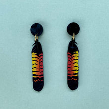 Load image into Gallery viewer, Black Cockatoo Feather earrings
