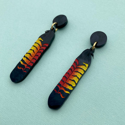 Black Cockatoo Feather earrings