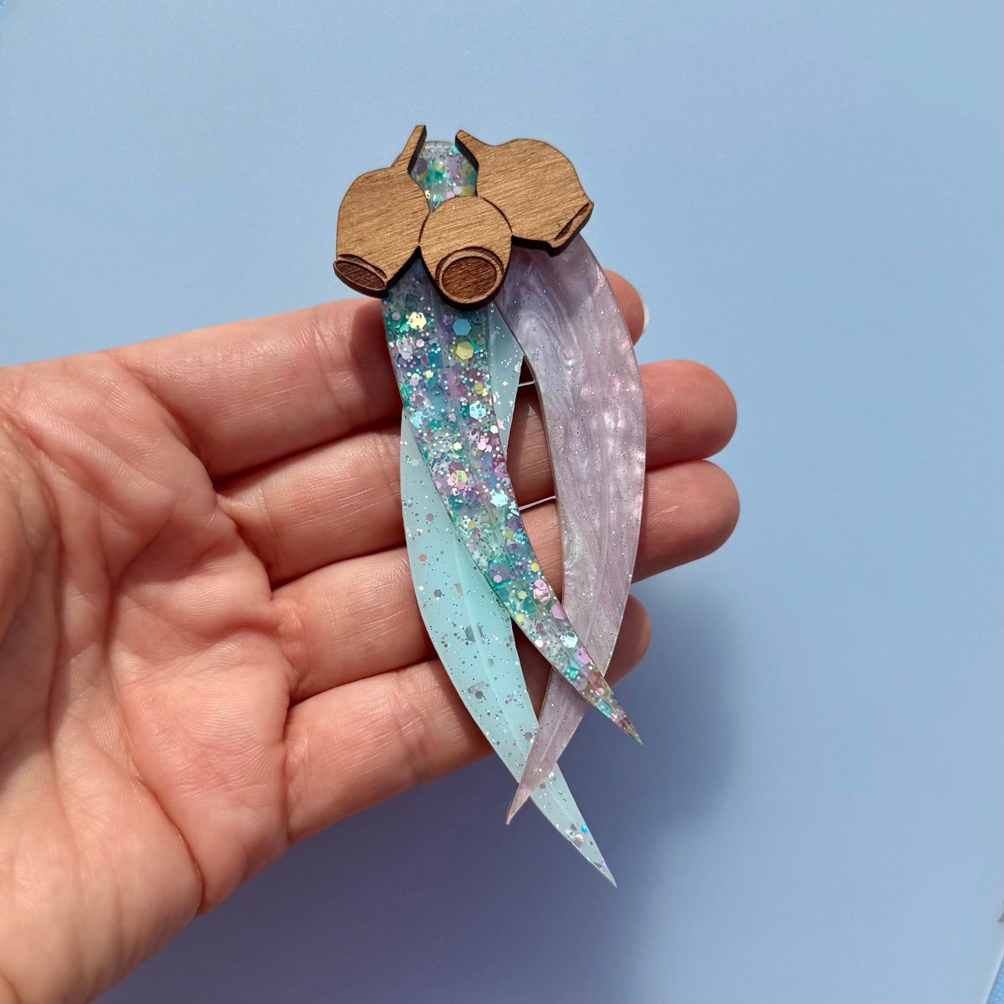 Gum Leaves Brooch - Sweet Pastels