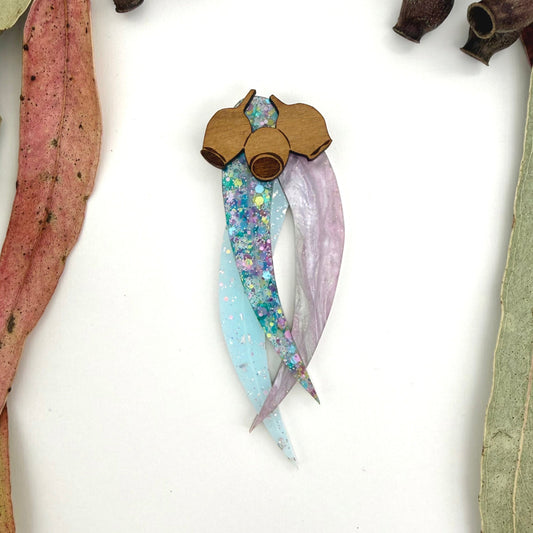 Gum Leaves Brooch - Sweet Pastels