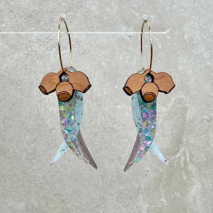 Stacked Gum Leaf Hoop Earrings