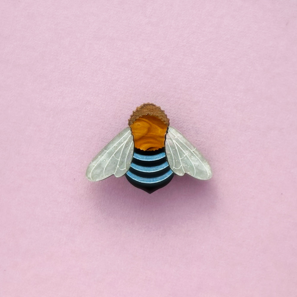 Blue Banded Bee Mini Brooch