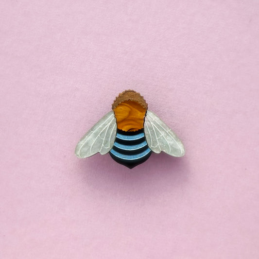 Blue Banded Bee Mini Brooch