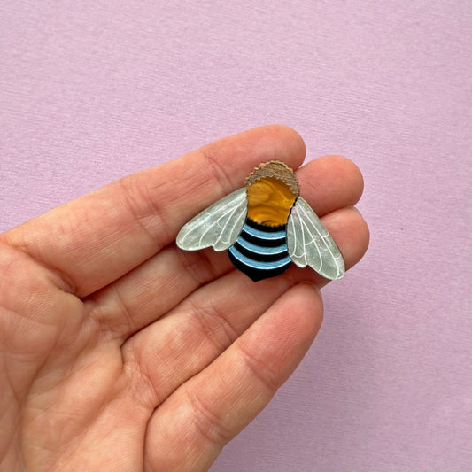 Blue Banded Bee Mini Brooch
