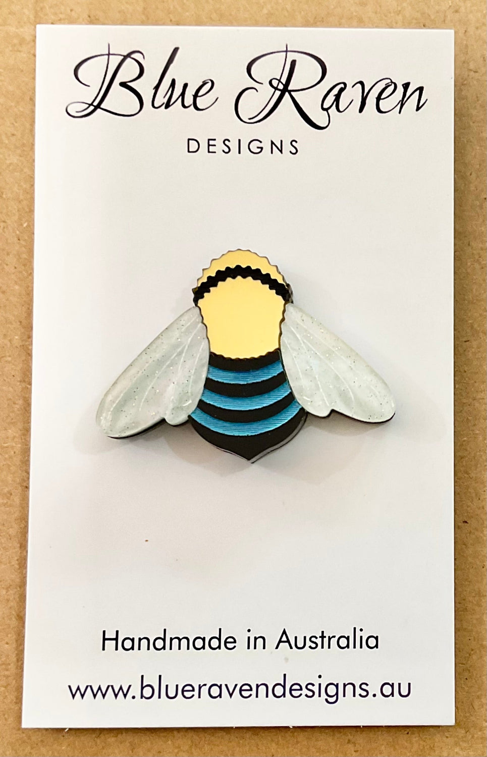 SAMPLE Blue Banded Bee Mini Brooch