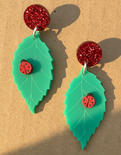 Load image into Gallery viewer, SAMPLE Ladybug on Leaf Earrings
