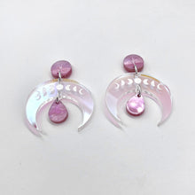 Load image into Gallery viewer, Preorder Iridescent Moon Phase earrings - Pink
