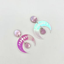 Load image into Gallery viewer, Preorder Iridescent Moon Phase earrings - Pink
