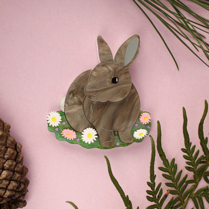 Preorder Gus the Grey Bunny Brooch