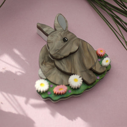 Preorder Gus the Grey Bunny Brooch