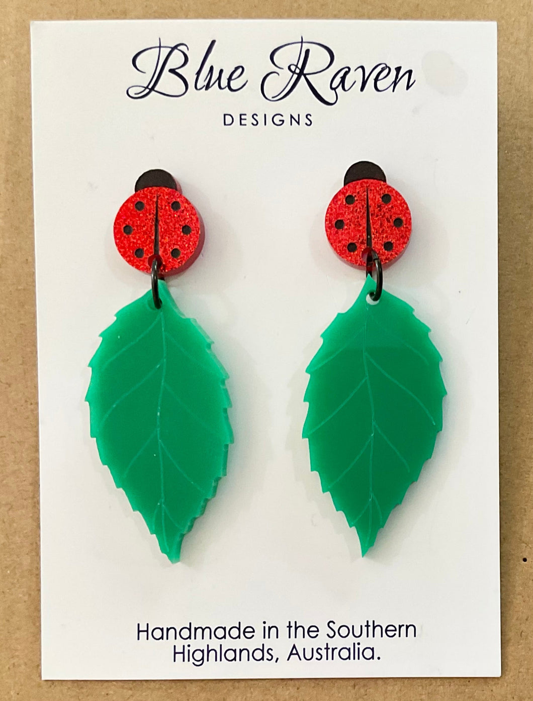 SAMPLE Ladybug Leaf Earrings